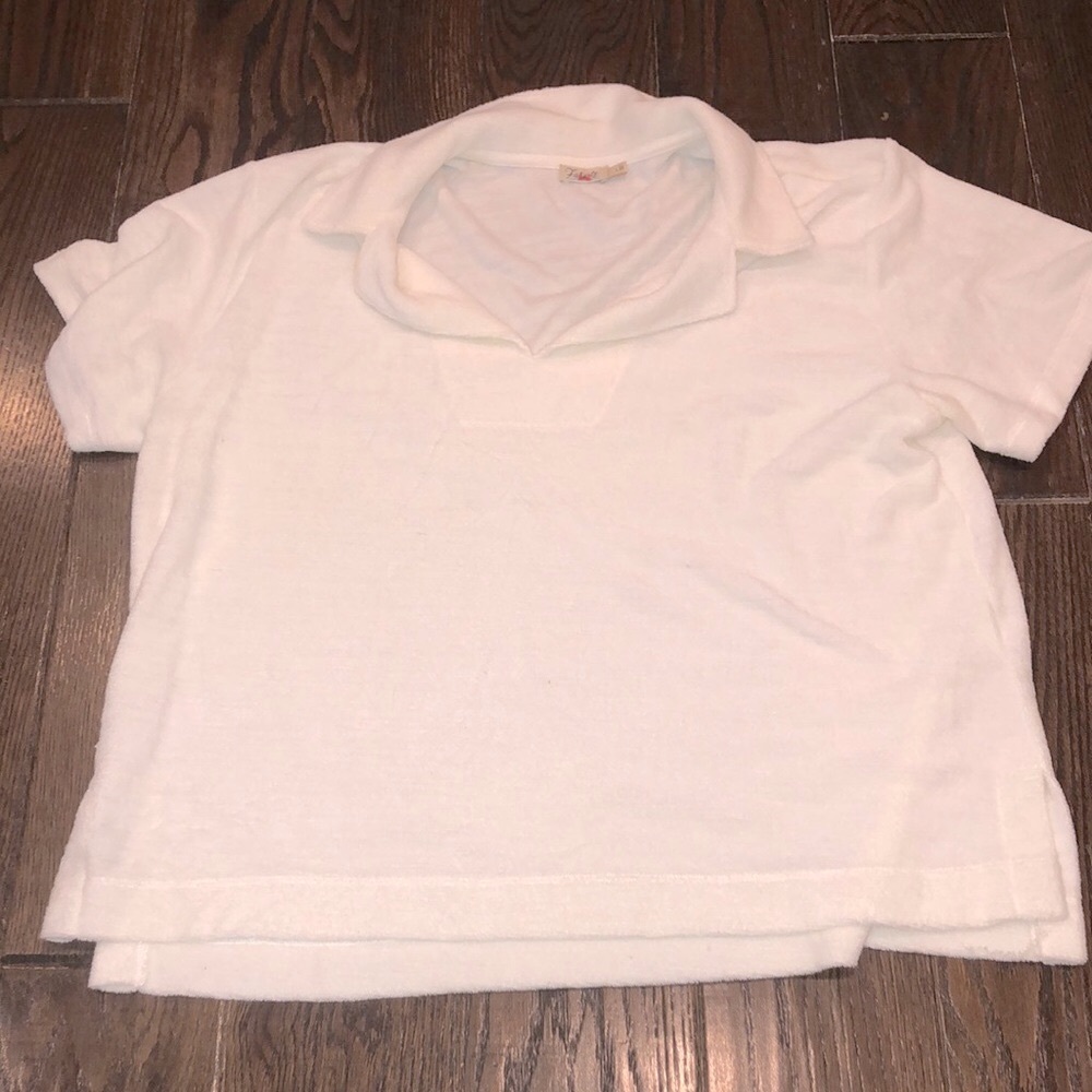 Faherty white knit top short sleeve size large